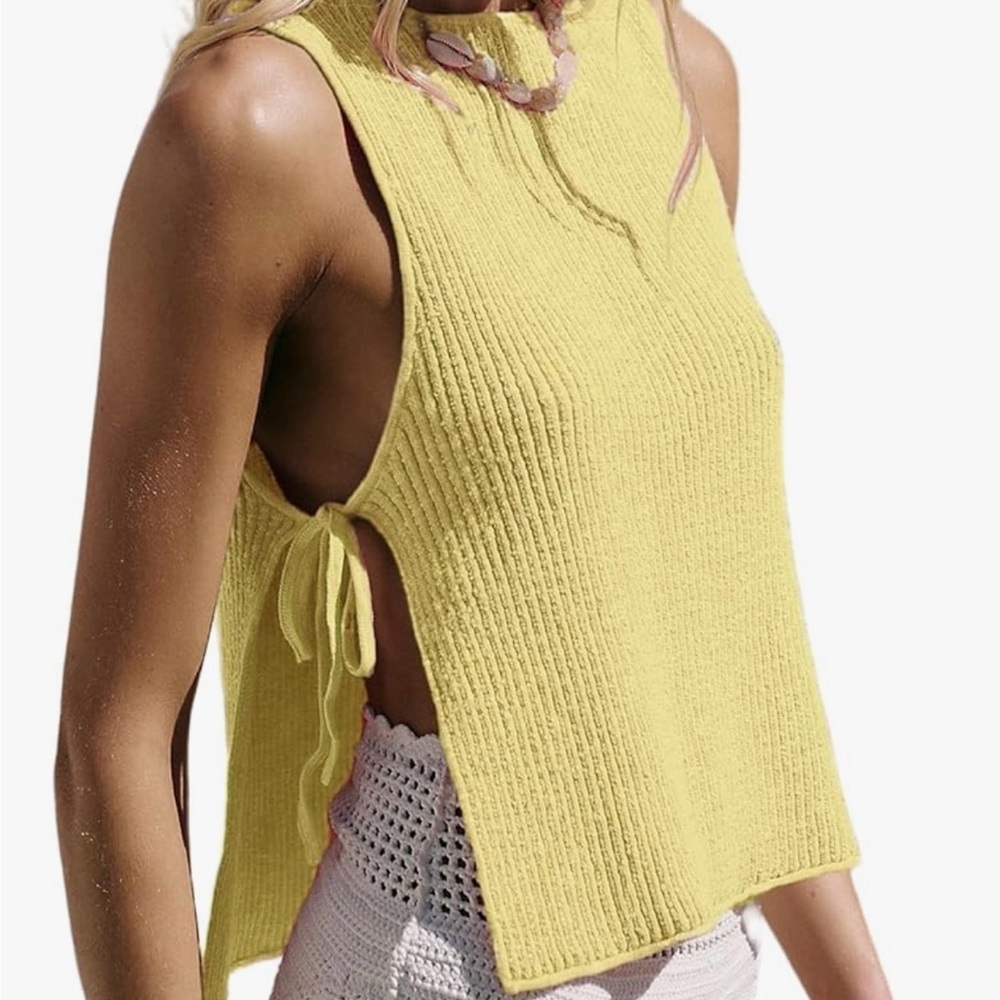Yellow Sleeveless Knit Top